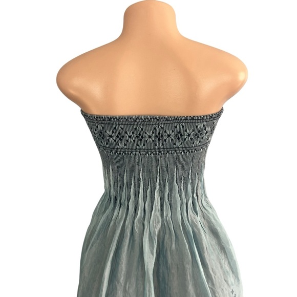 3/$30 🍂 Anthropologie Lapis Boho Convertible Tube Dress CoverUp Maxi Skirt Blue - Picture 9 of 11